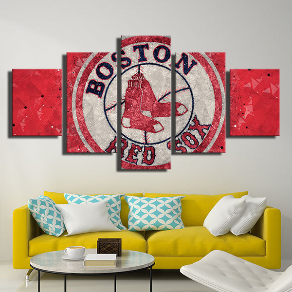Boston Red Sox Red Snowflake Emblem Canvas Wall Art