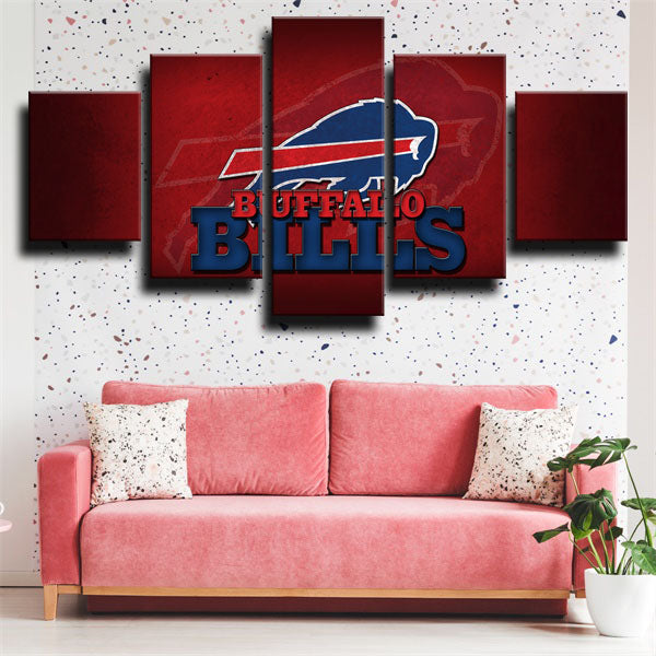 Buffalo Bills Red Background Emblem Canvas Wall Art
