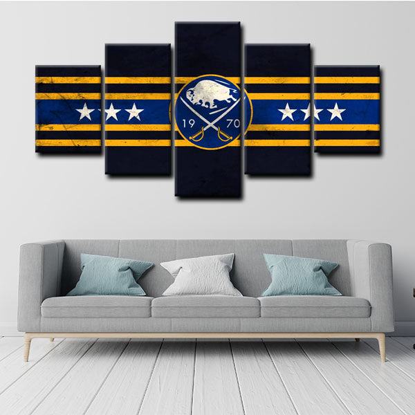 Buffalo Sabres Symbol Black Yellow Canvas Wall Art