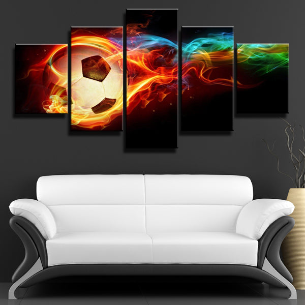 Burning Fire Soccer Ball Canvas Wall Art Burning Fire Soccer Ball Canvas Wall Art