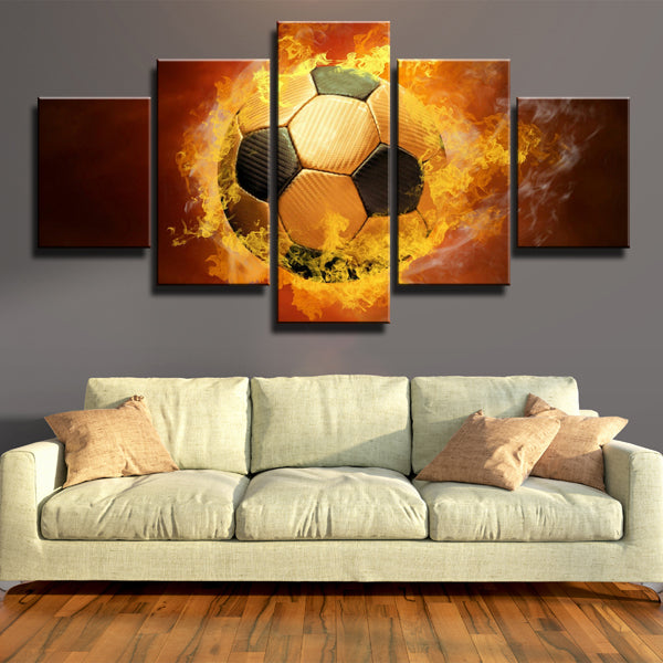 Burning Fooball Canvas Wall Art