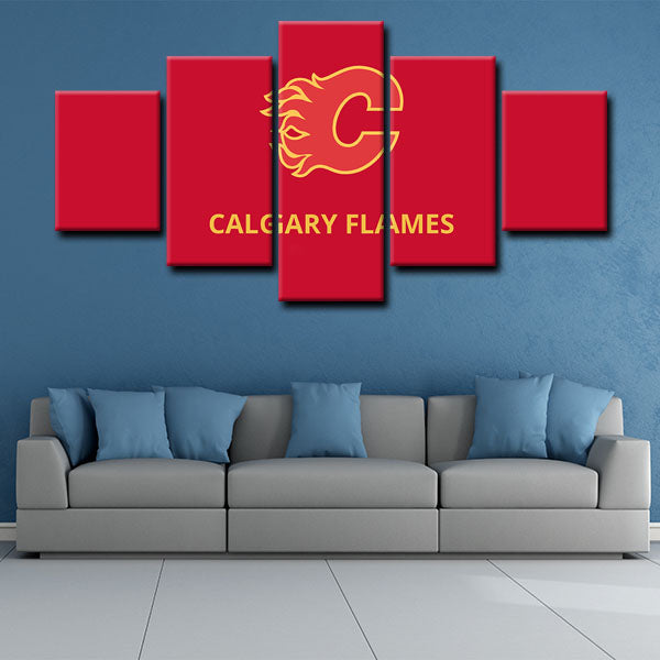 Calgary Flames Badge Canvas Wall Art