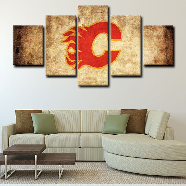 Calgary Flames Badge Canvas Wall Art