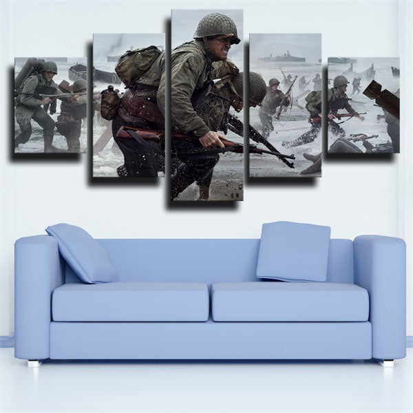 Soldier Fighting On Beach Canvas Wall Art