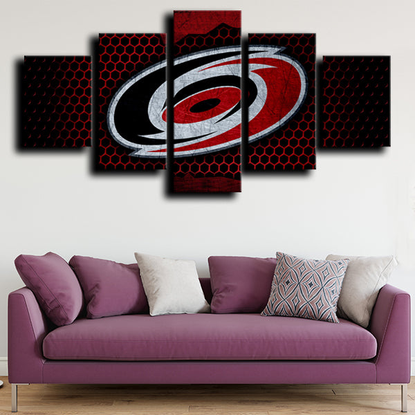 Carolina Hurricanes Logo Crest Red Canvas Wall Art