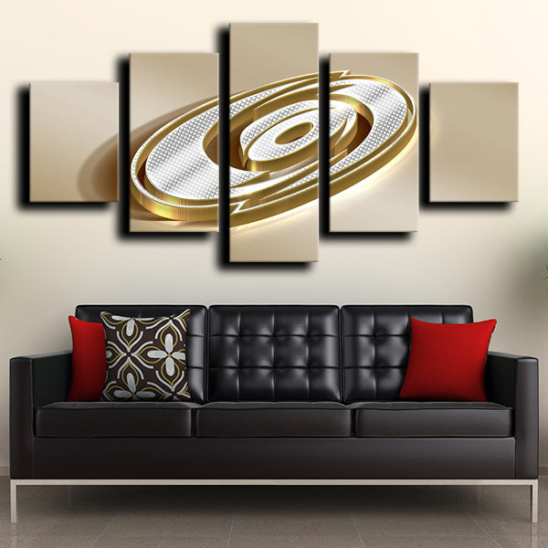 Carolina Hurricanes Logo Gold Canvas Wall Art