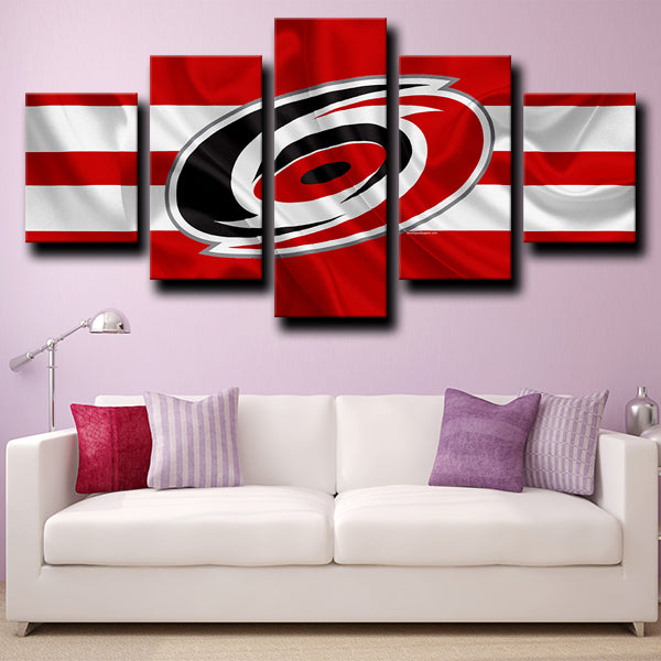 Carolina Hurricanes Logo White And Red Canvas Wall Art