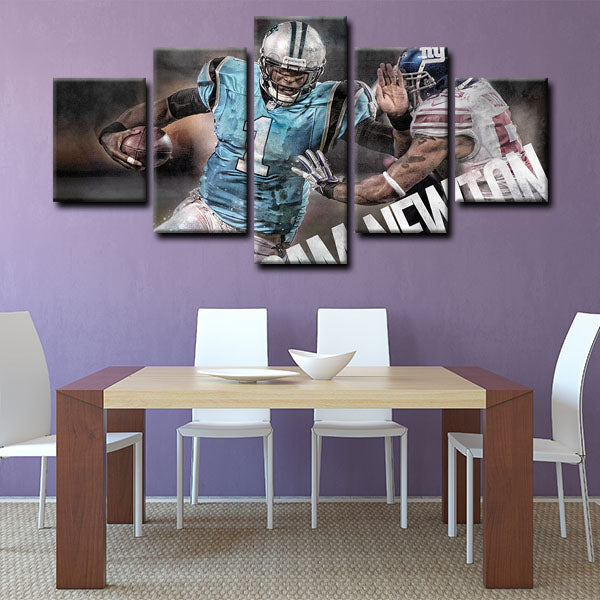 Carolina Panthers Quarterback Superman Cam Newton Canvas Wall Art