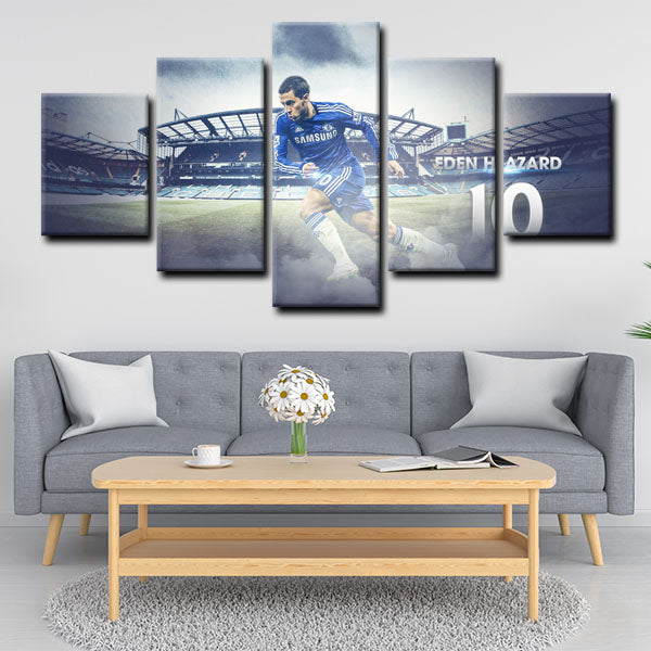 Chelsea Football Club Forward Eden Hazard On Stadium Background Canvas Wall Art