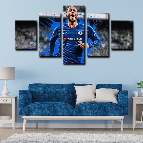 Chelsea Football Club Forward Eden Hazard Blue Canvas Wall Art