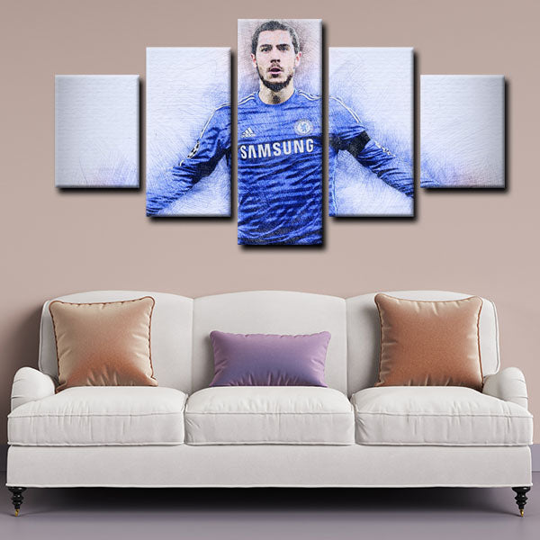 Chelsea Football Club Forward Eden Hazard Portrait Canvas Wall Art