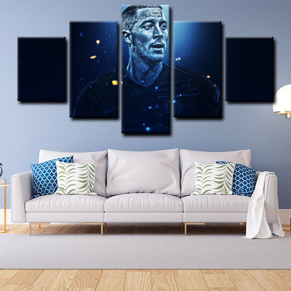 Chelsea Football Club Forward Eden Hazard On Dark Background Canvas Wall Art
