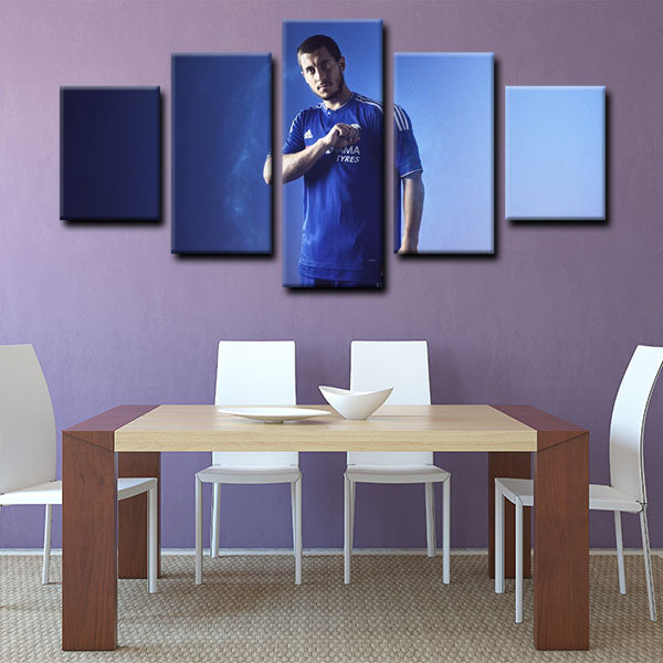 Chelsea Football Club Forward Eden Hazard Put Hand on Chest Canvas Wall Art