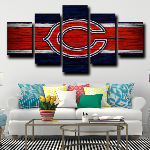 Chicago Bears Badge Blue And Red Canvas Wall Art