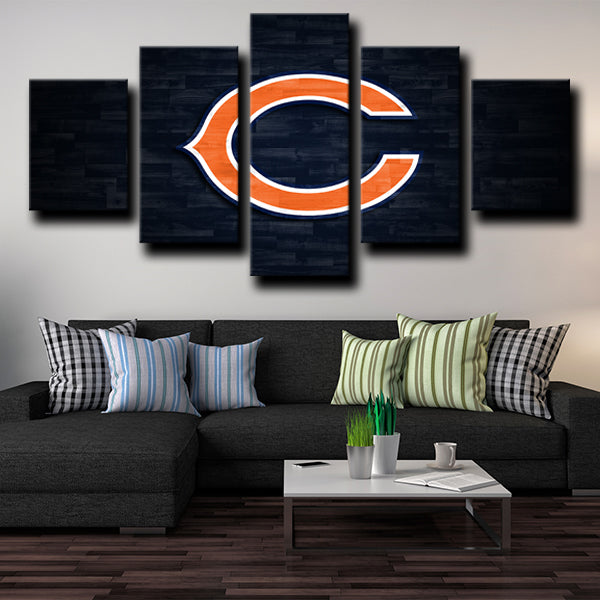 Chicago Bears Logo Badge Black Canvas Wall Art