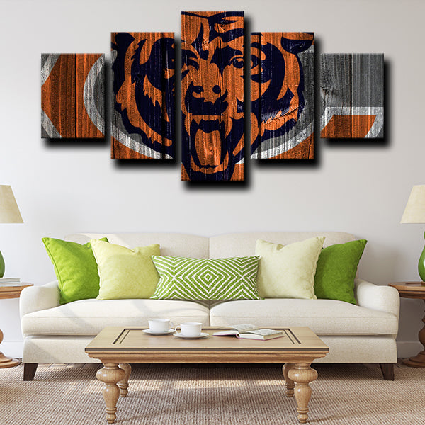 Chicago Bears Logo Badge Orange Canvas Wall Art