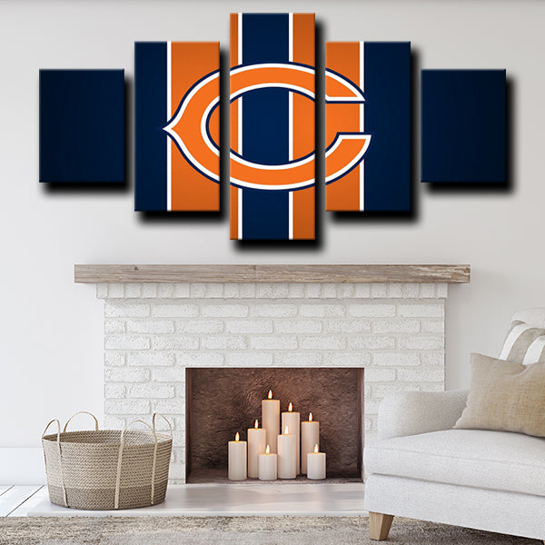 Chicago Bears Logo Crest Black And Orange Canvas Wall Art