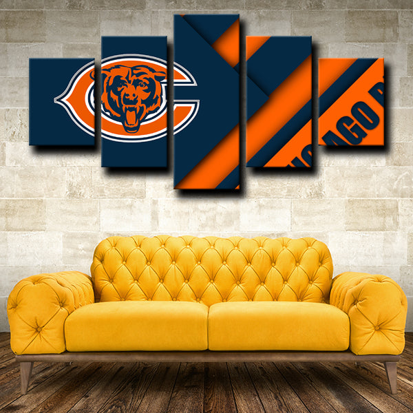 Chicago Bears Logo Crest Orange Canvas Wall Art