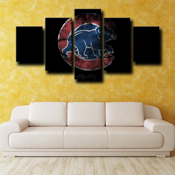 Chicago Bears Logo Emblem Black Canvas Wall Art