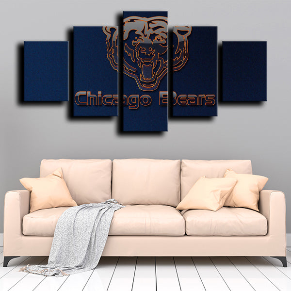 Chicago Bears Logo Emblem Black Canvas Wall Art