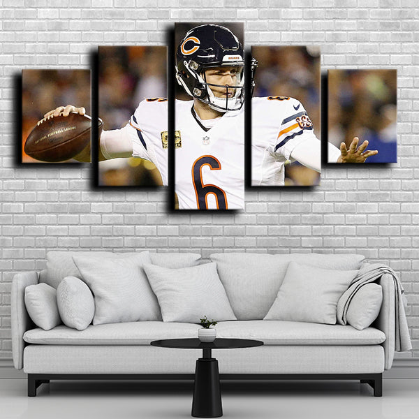 Chicago Bears Quarterback Jay Cutler White Canvas Wall Art