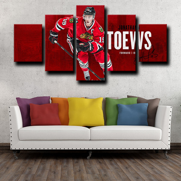 Chicago Blackhawks Centre Captain Serious Jonathan Toews Canvas Wall Art