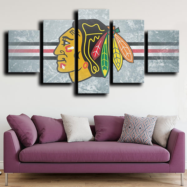 Chicago Blackhawks Logo Crest Canvas Wall Art