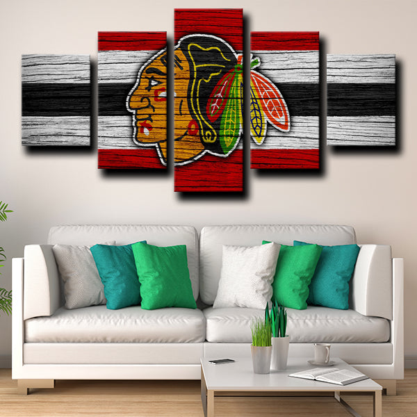 Chicago Blackhawks Logo Crest Canvas Wall Art