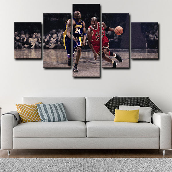 Chicago Bulls Michael Jordan And Kobe Canvas Wall Art