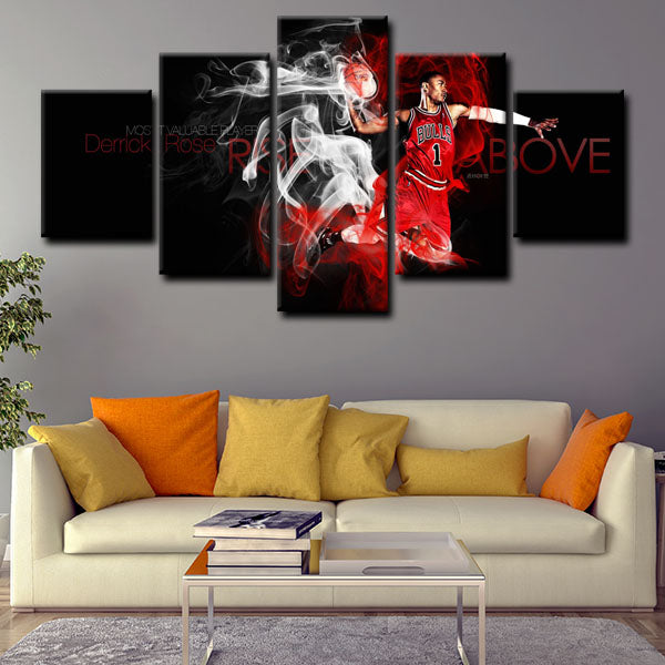 Chicago Bulls Point Guard Pooh Derrick Rose Passionate Canvas Wall Art