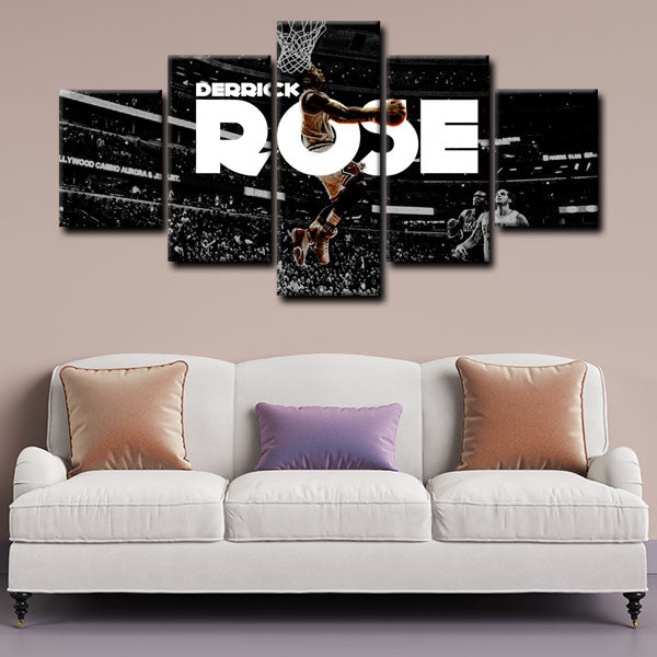 Chicago Bulls Point Guard Pooh Derrick Rose Poster Canvas Wall Art