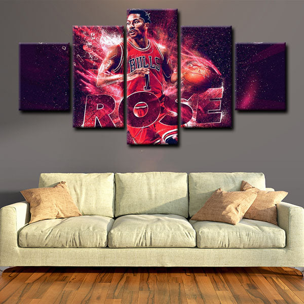 Chicago Bulls Point Guard Pooh Derrick Rose Player Canvas Wall Art