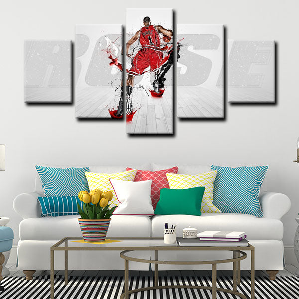 Chicago Bulls Point Guard Pooh Derrick Rose Art Canvas Wall Art