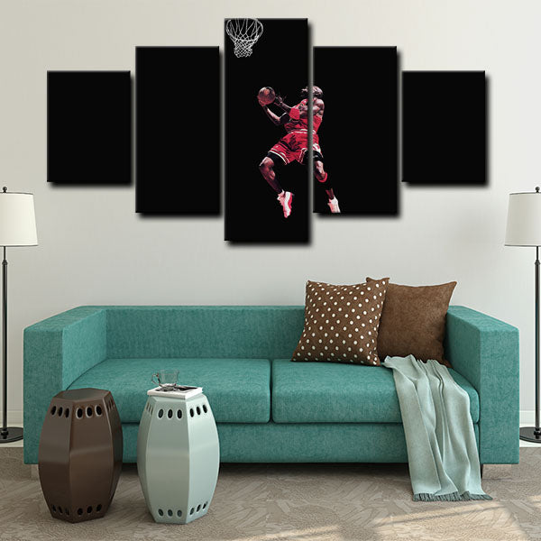 Chicago Bulls Shooting Guard Black Cat Jordan Canvas Wall Art