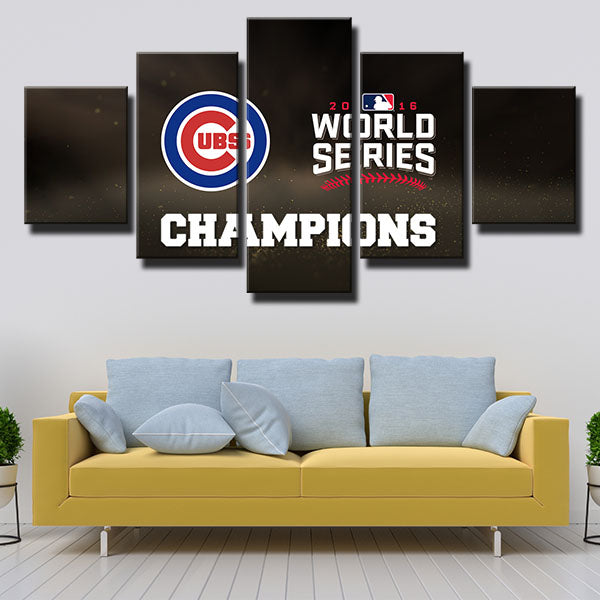 Chicago Cubs 2016 World Series Champions Emblem Canvas Wall Art