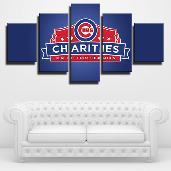 Chicago Cubs Cubbies Violet Charities Emblem Canvas Wall Art