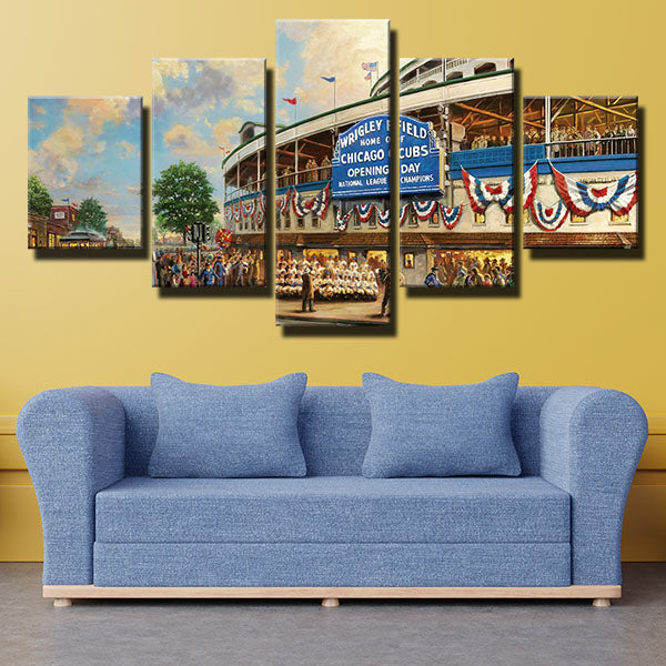 Chicago Cubs Home Cubs Park Cartoon Version Emblem Canvas Wall Art