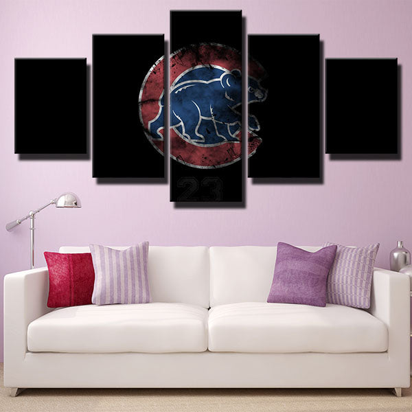 Chicago Cubs Little Bears Black Emblem Canvas Wall Art