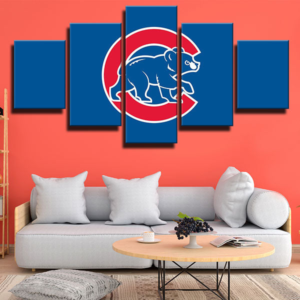 Chicago Cubs Little Bears Blue Simple Emblem Canvas Wall Art