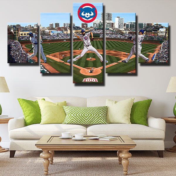 Chicago Cubs Mlb Home Wrigley Field Emblem Canvas Wall Art