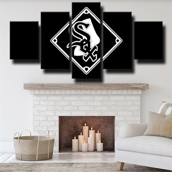 Chicago White Sox Black Background Emblem Canvas Wall Art