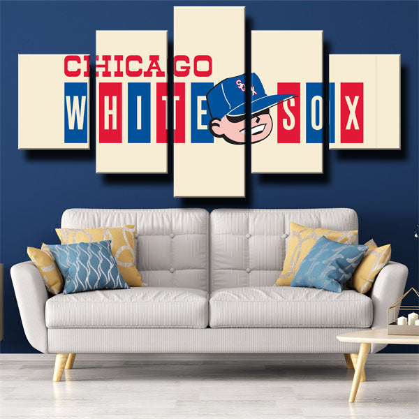 Chicago White Sox Cartoon Emblem Canvas Wall Art
