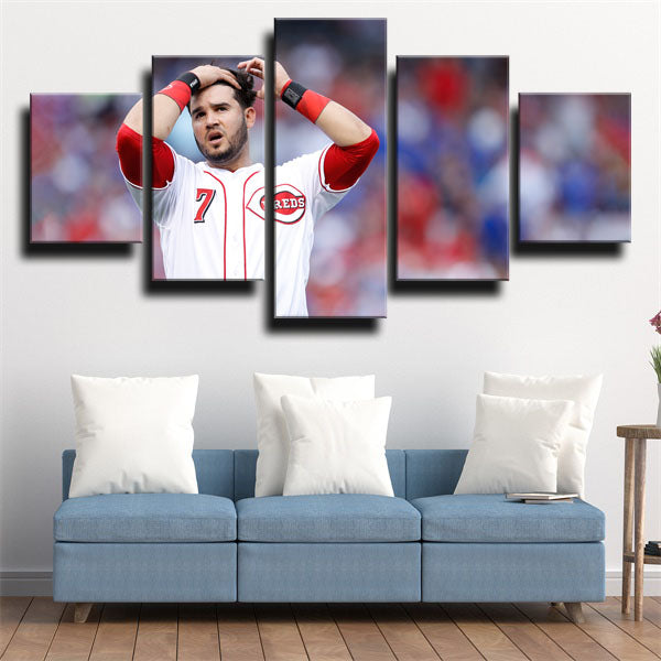 Cincinnati Reds Infielder Nicolle No.7 Eugenio Suarez Canvas Wall Art