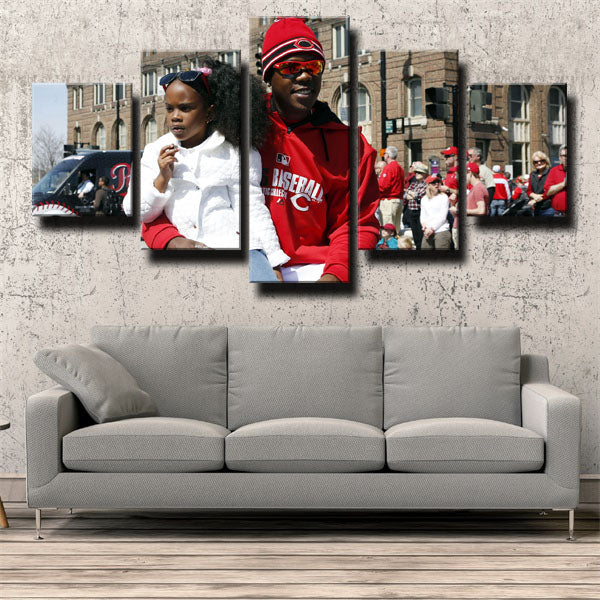 Pitcher The Missile Aroldis Chapman with Baby Girl Canvas Wall Art