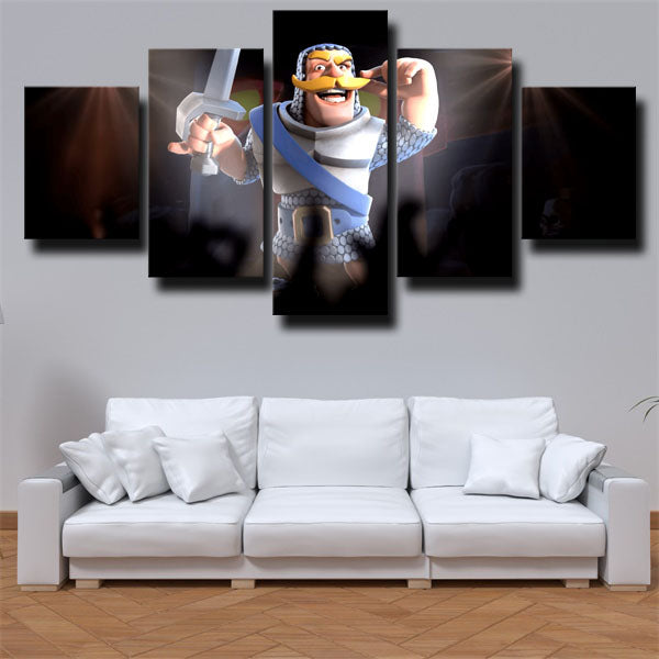 Clash Royale Knight Black Canvas Wall Art