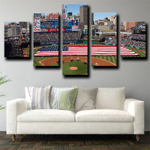 Cleveland Indians Baseball Diamond Badge Canvas Wall Art