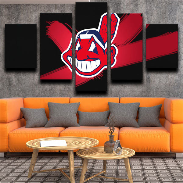Cleveland Indians Black Logo Canvas Wall Art