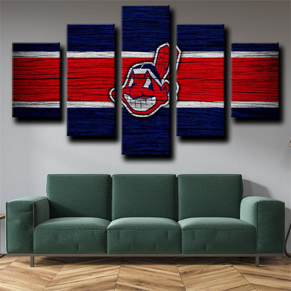Cleveland Indians Blue And Red Logo Canvas Wall Art
