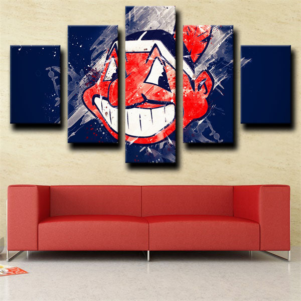 Cleveland Indians Blue Symbol Canvas Wall Art