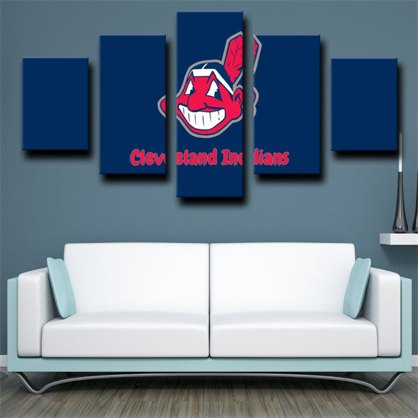 Cleveland Indians Dark Blue Emblem Canvas Wall Art